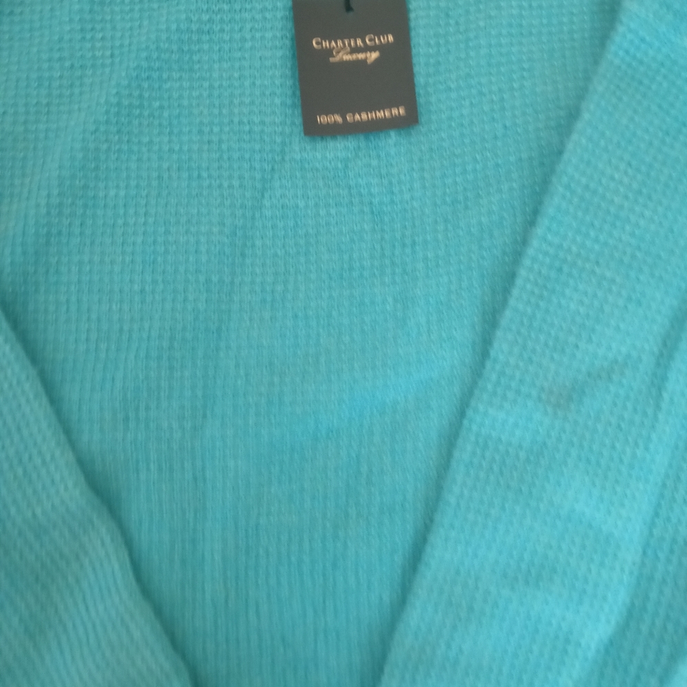 Cashmere Charter club luxury aqua hoodie sweater